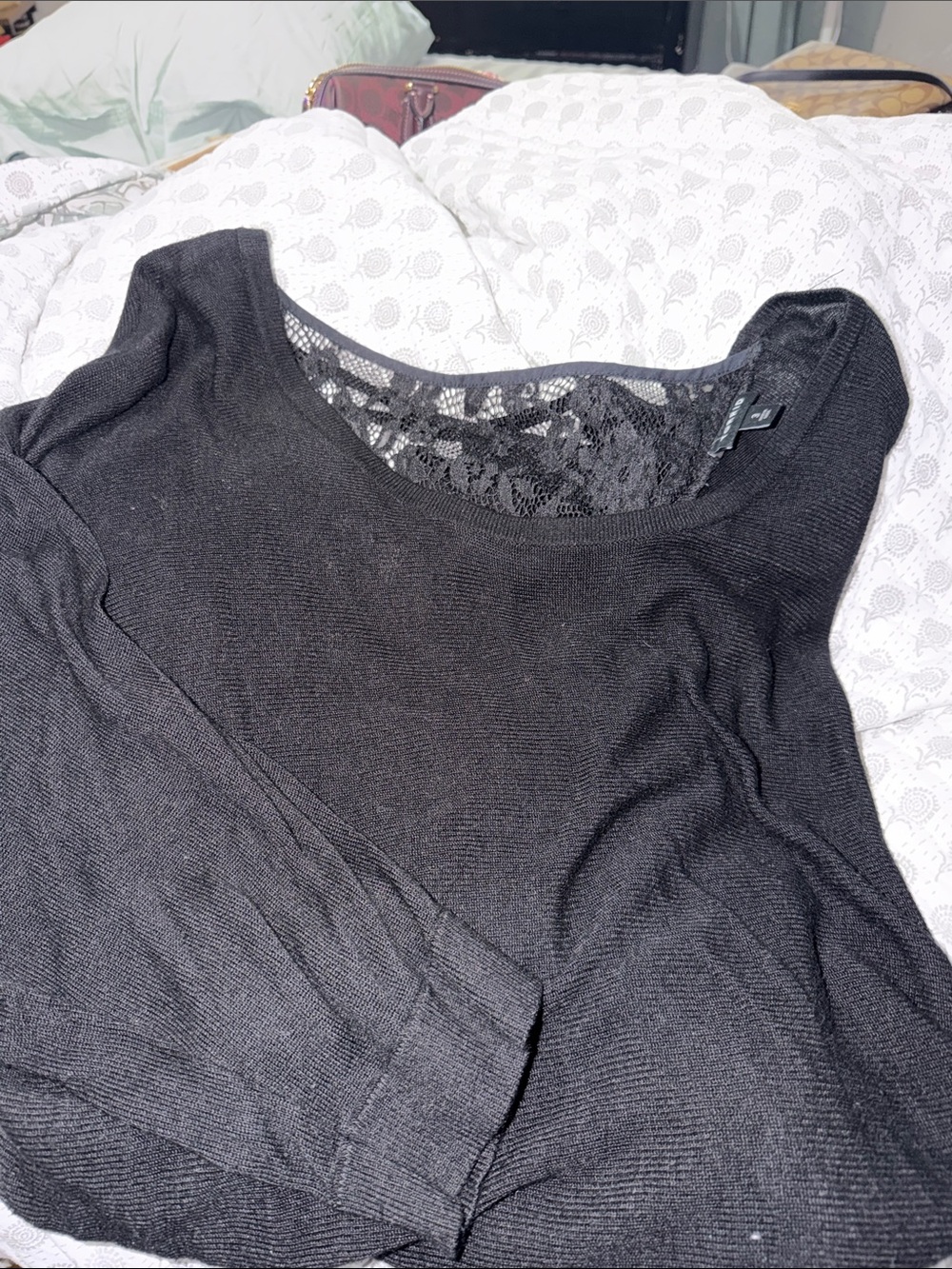 torrid Black 3/4 Sleeve Top with Lace Back